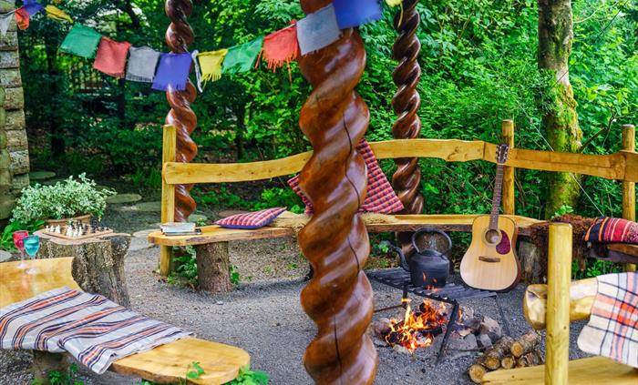 Although each of our Tipi's and Yurts have their own private campfire area. We also have this large undercover fire pit area which is great as a share